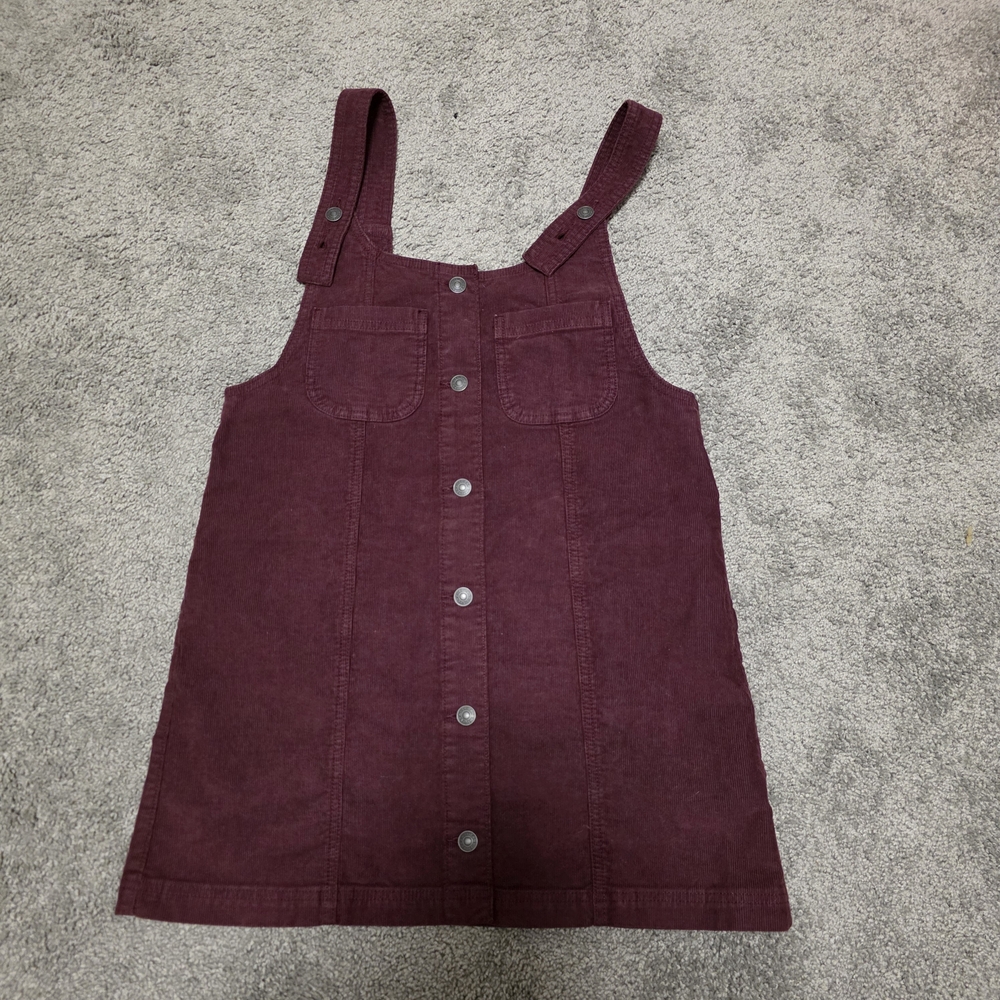 American Eagle Outfitters Burgundy Button-Front Pinafore Dress M